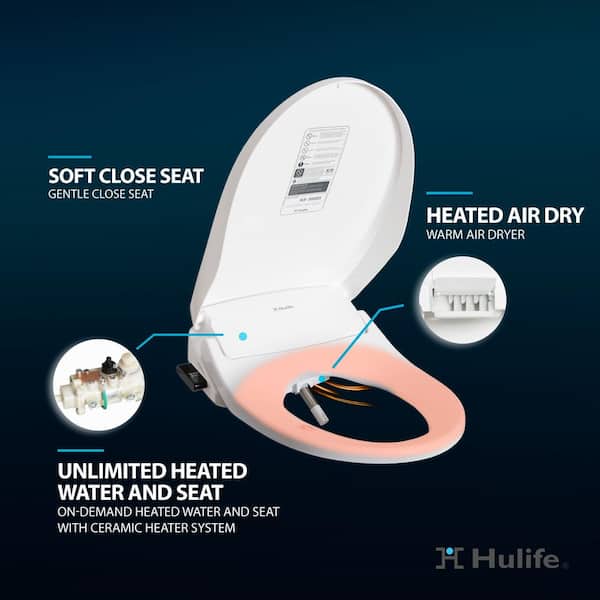 Holaki B011 Elongated LED Light Electric Bidet Toilet Seat Heated