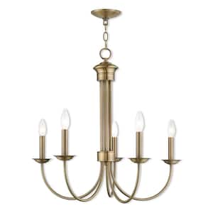 Livex Lighting Windsor 5 Light Antique Brass Chandelier 52165-01 - The Home  Depot