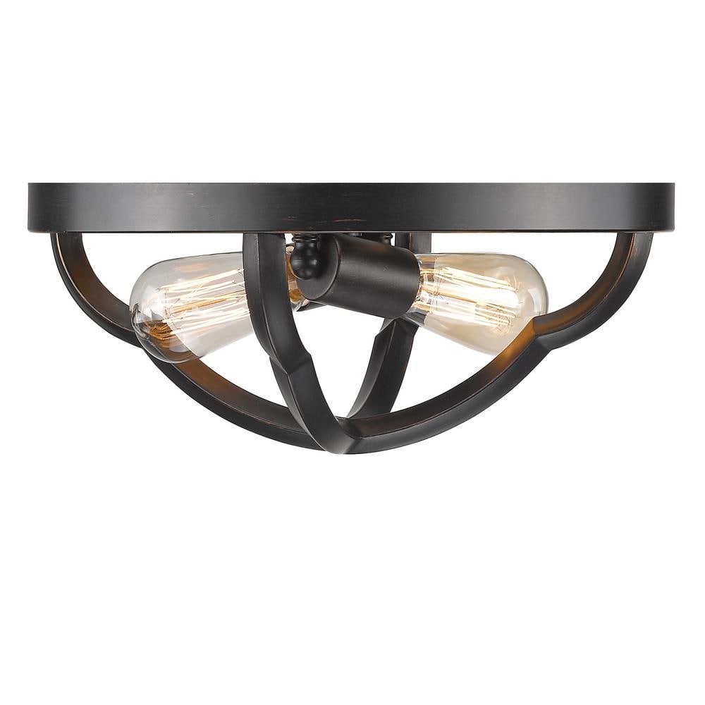 Smithsonian Saxon Aged Bronze Flush Mount with Reflective Glass