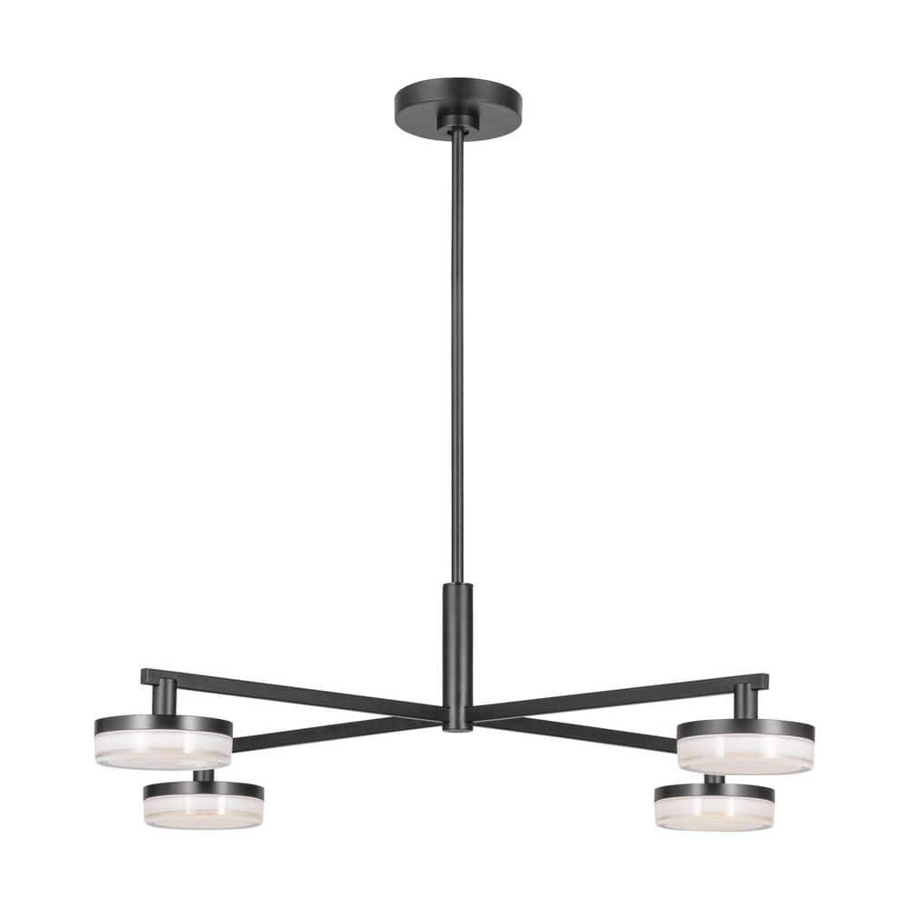 Khan Extra Large 4-Light Aged Iron Integrated LED Chandelier With Silk Screen White and Clear Glass Shades price history on PriceWatchPro