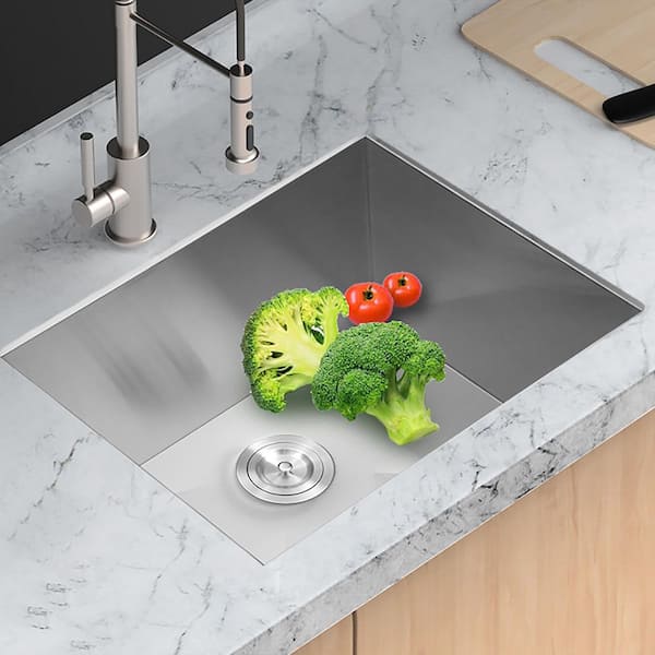 18 in. D x 23 in. W 17 Gal. Undermount Laundry/Utility Sink in Brushed Nickel