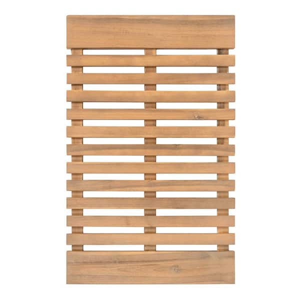 Paige 20 in. W x 32 in. L Brown Modern Classic Acacia Wood Slat Light Teak Indoor/Outdoor Shower Mat