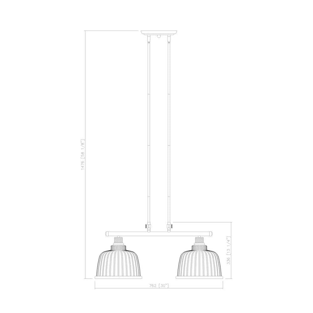 Satin Nickel 2-Light Glass Shade Island Pendant