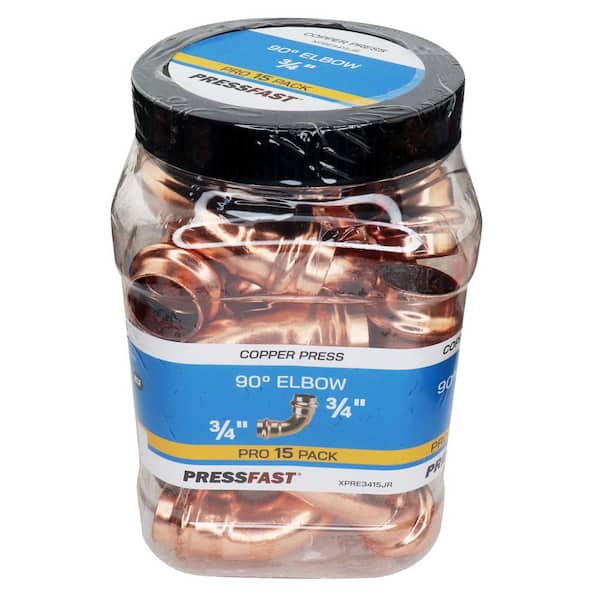 3/4 in. x 3/4 in. Copper 90-degree Press x Press Pressure Elbow Fitting Pro Pack (15-Pack)