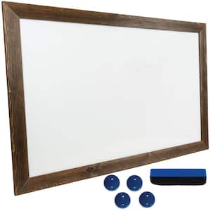 Excello 24 in. x 36 in. Dry Erase Magnetic White Board, Rustic Brown