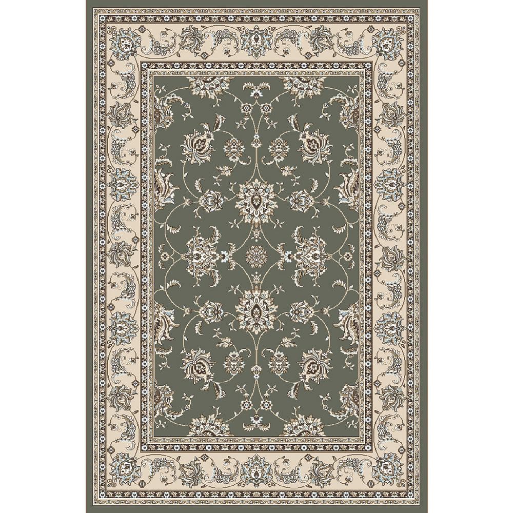 Pisa Light Green 5 ft. x 7 ft. Traditional Oriental Floral Scroll Area Rug
