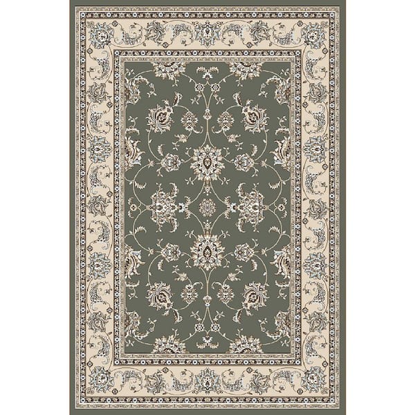 Unbranded Pisa Light Green 5 ft. x 7 ft. Traditional Oriental Floral Scroll Area Rug