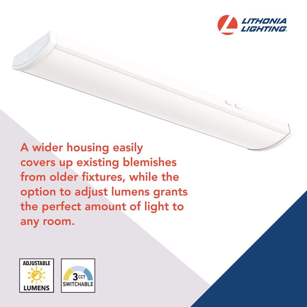 Lithonia Lighting 4 ft. 4000/5000/6000 Lumens Integrated LED Triac Dimming White Wraparound Light, Switchable Color Temperature (Dent; see the picture)