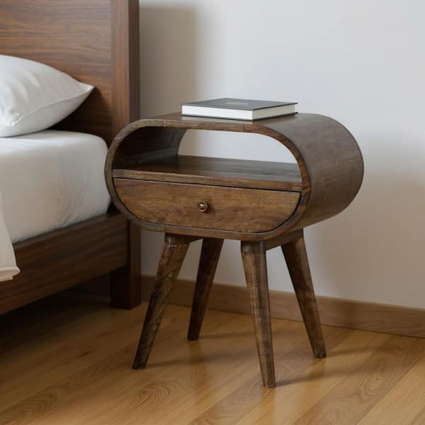 Light Brown 1-Drawer 17.70 in. Nightstand