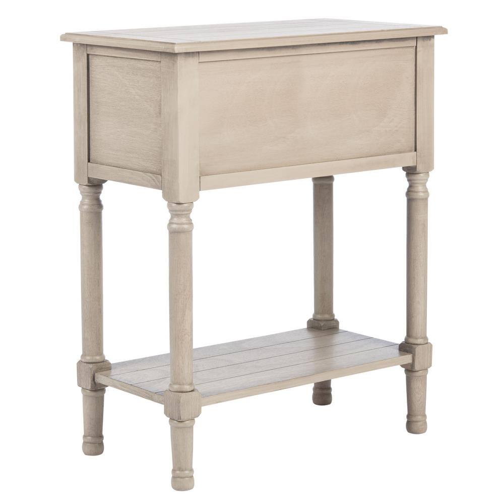 Greige Wood and Metal 3-Drawer Console Table with Storage
