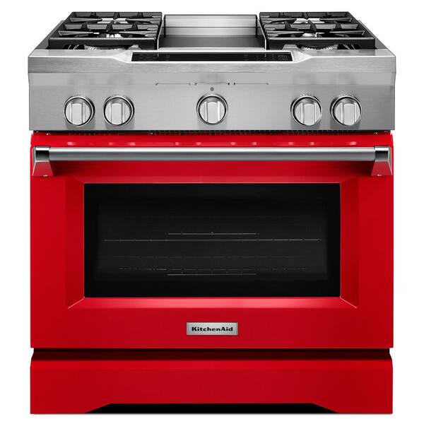 KitchenAid 5.1 cu. ft. Dual Fuel Range with Convection Oven in Signature Red