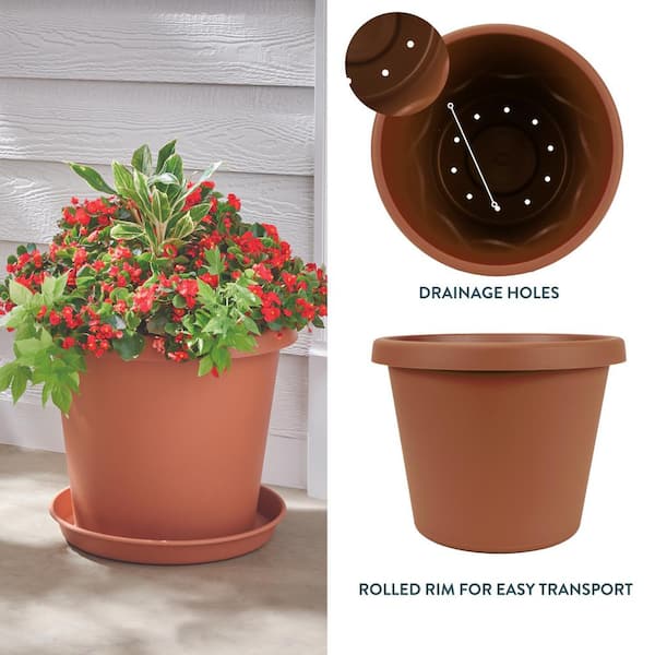 Vigoro Antonella Large Clay Plastic Planter with Drainage Hole (20 in. L x  20 in. W x 16 in. H) PCP20005E22