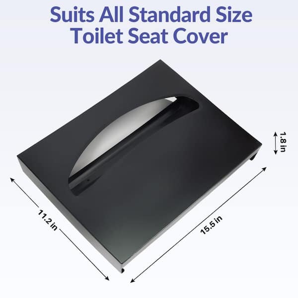 Stainless Steel Toilet Seat Cover Dispenser, Wall Mount Single or 1/2 Fold Large Toilet Seat Covers Holder, Black