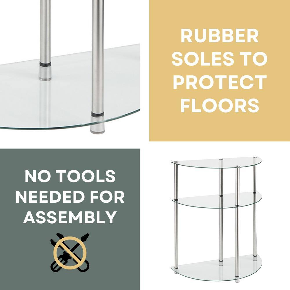 Elysian Chrome-Finished Stainless Steel and Clear Glass Console Table