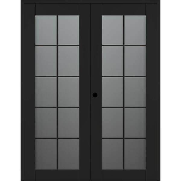 Belldinni Vona 10 Lite 56 in. x 84 in. Right Active 10-Lite Frosted Glass Black Matte Wood Composite Double Prehung Interior Door