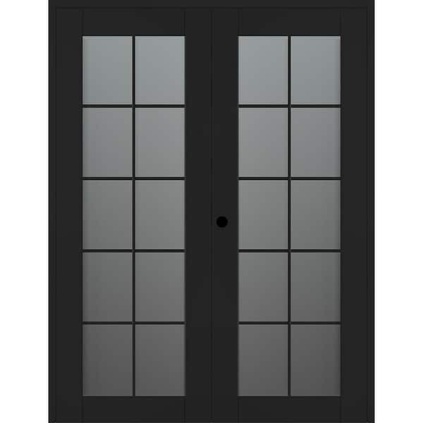 Vona 10 Lite 72 in. x 96 in. Right Active 10-Lite Frosted Glass Black Matte Wood Composite Double Prehung Interior Door
