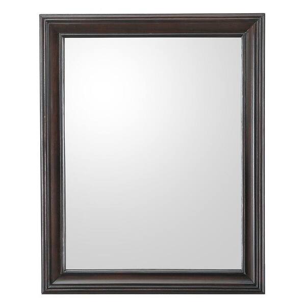 Home Decorators Collection Ganado 24 in. W x 30 in. H Single Wall Hung Mirror in Burnished Walnut