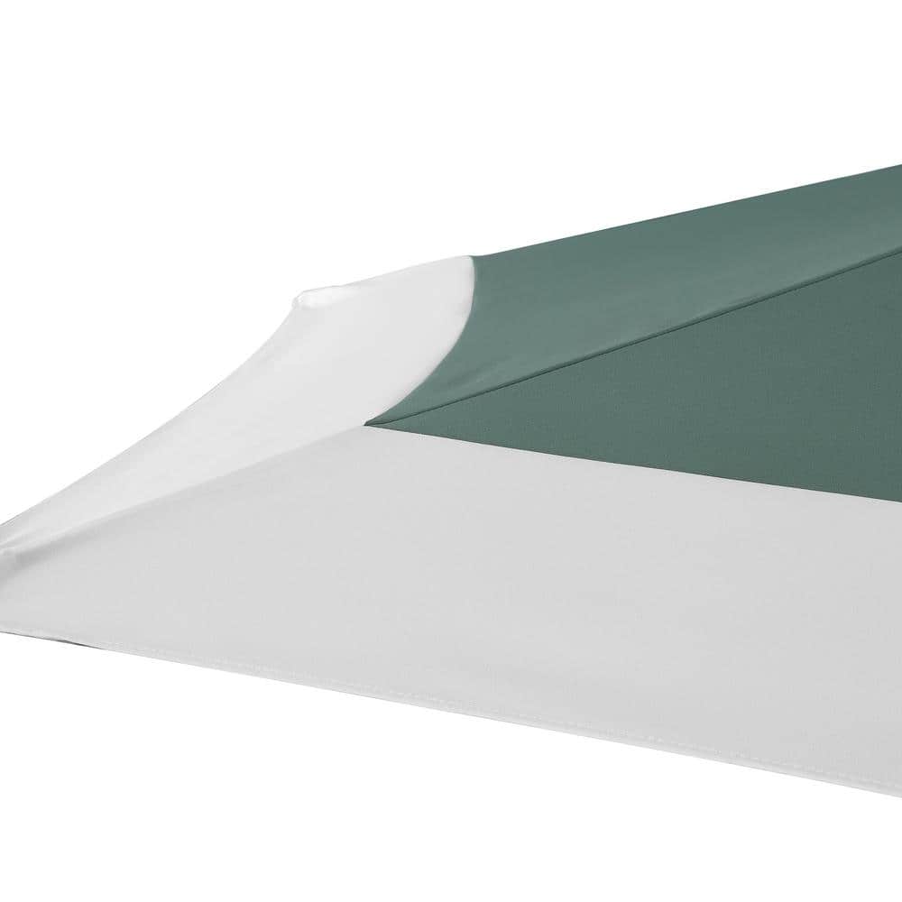 Spencer 9 ft. Green and White Aluminum Coastal Patio Umbrella with LED Lights