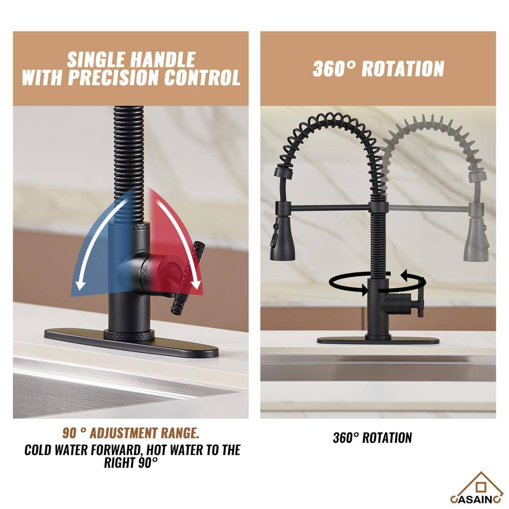 Matte Black Stainless Steel Pull-Out Kitchen Faucet