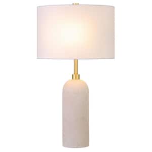 Ramona 22 " Tall Ceramic Table Lamp with Fabric Shade in Warm Sanded Ceramic/White