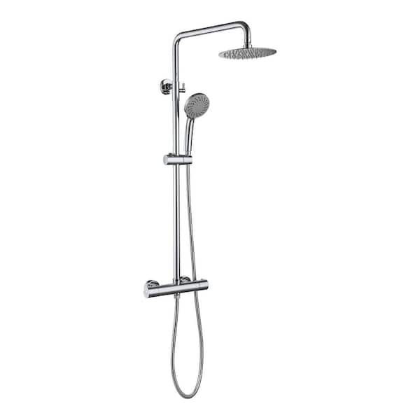Large Stainless Steel Dual 2 Mixer Shower Rail Set with Thermostatic bar valve 