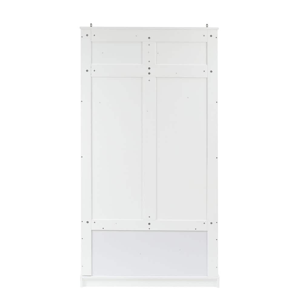 Bright White MDF Hall Tree with Storage Bench and Coat Hooks