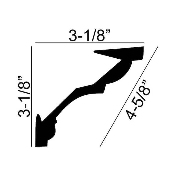American Pro Decor Trim Fast 3-1/8 in. x 3-1/8 in. x 96 in. Plain Polystyrene Peel and Stick Crown Moulding 24 LF (3-Pack)