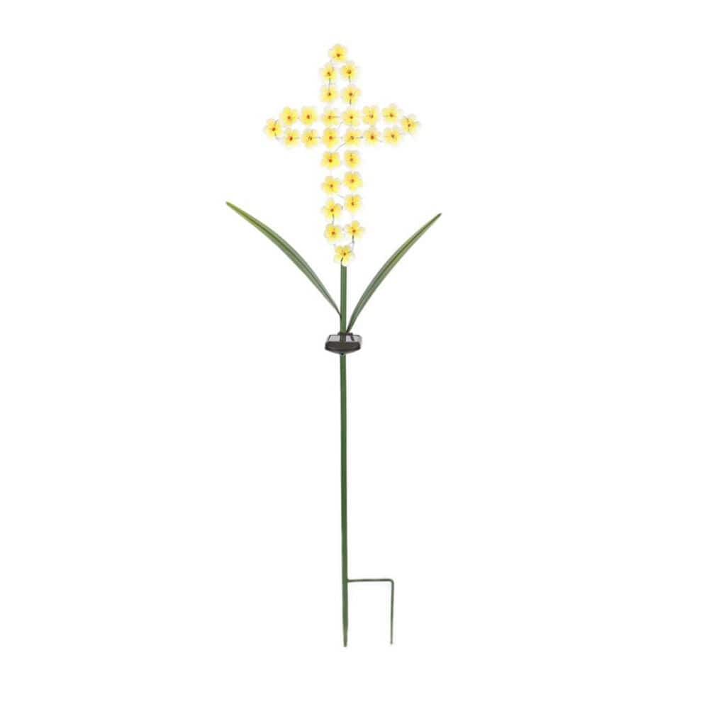 OGETFUUR Solar Cross Garden Lights-Outdoor Metal Stake with Yellow