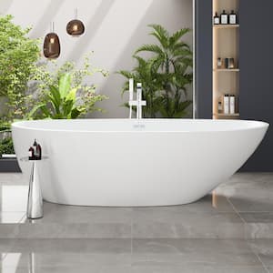 Sarah 67 in. Acrylic Faltbottom Freestanding Bathtub in White