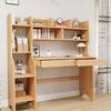 B BALANBO Beige Kids Study Desk with Hutch, Wooden Children's Computer Writing Desk, Kids Desk with Bookshelf and Drawers HJ888