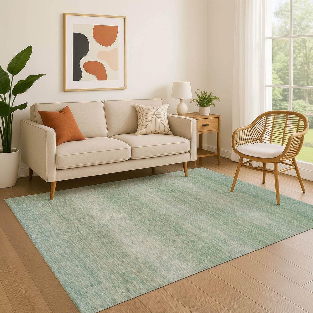 Mayfield Premium Machine Washable Abstract AMF1733 Aqua 8 ft. x 10 ft. Area Rug price history on PriceWatchPro