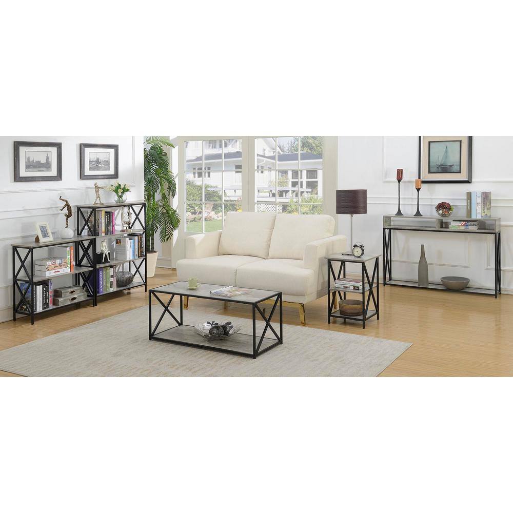 Tucson Faux Birch and Black Metal 3-Tier Square End Table