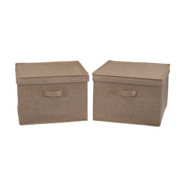 HOUSEHOLD ESSENTIALS 9.5 Gal. Square Storage Box with Lid in Cream 7427-1 -  The Home Depot
