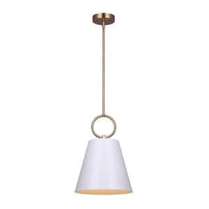 Tenley 1-Light Gold Pendant with White Metal Shade