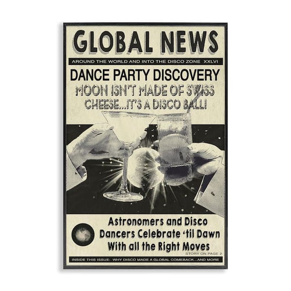 Vintage Disco News Article by Graffi*tee Studios Black Framed Music Giclee Art Print 18 in. x 12 in.