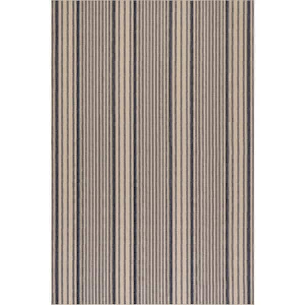9 ft. x 12 ft. Navy Clemira Coastal Striped Indoor Area Rug