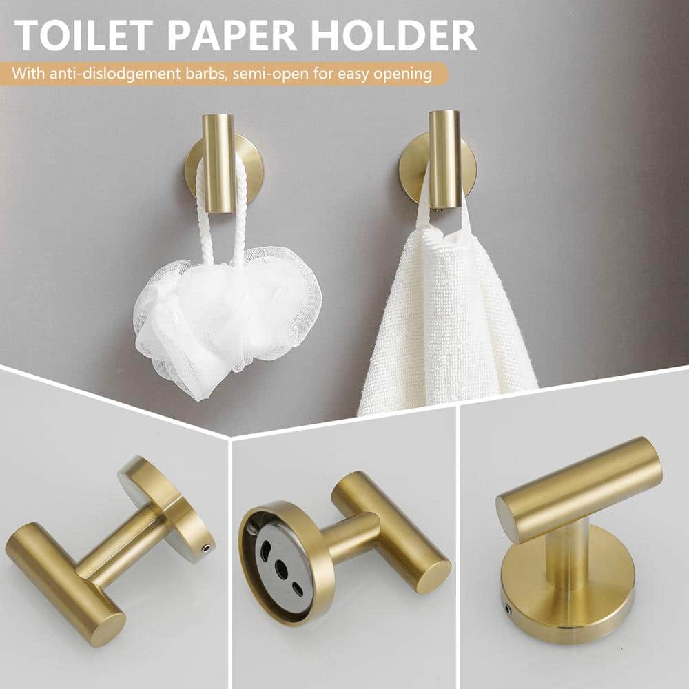 Brushed Gold Stainless Steel 4-Piece Bathroom Hardware Set