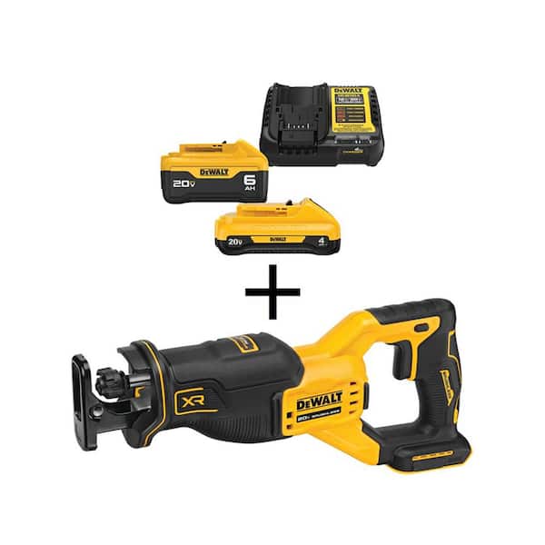 DEWALT 20V MAX XR Cordless Brushless Reciprocating Saw with 6.0 Ah and 4.0 Ah Starter Kit