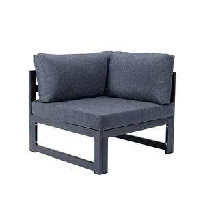 Black Metal Corner Outdoor Sectional Chair with Cushion