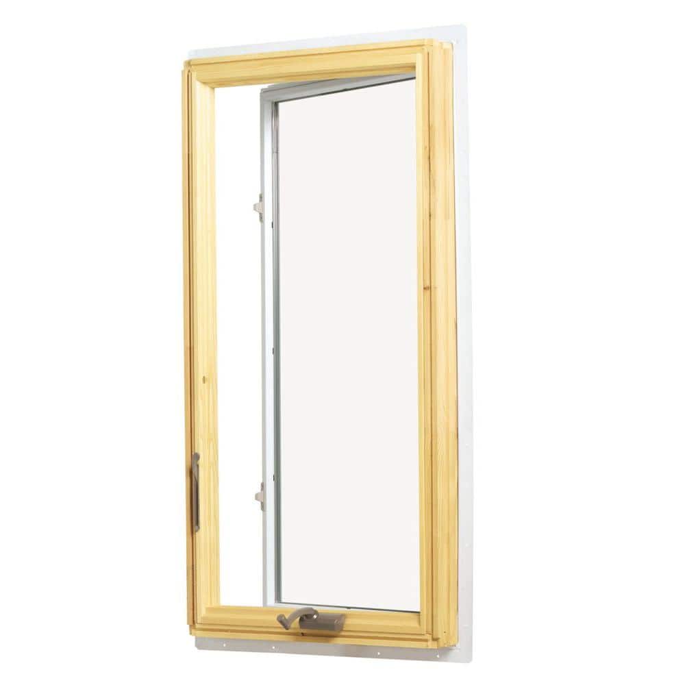 Andersen - 28-3/8 in. x 40-13/16 in. 400 Series White Clad Wood Casement Window with Pine Interior, Low-E Glass & Stone Hdw, Right