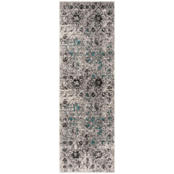 SAFAVIEH Adirondack Gray/Black 3 ft. x 8 ft. Floral Runner Rug