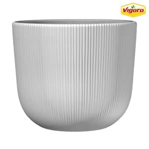 10 in. Amaliya Medium Textured White Plastic Planter (10 in. D x 8.1 in. H)