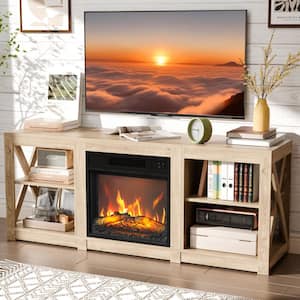 Farmhouse Wood TV Stand Entertainment Center Fits TV's up to 70 in. with Adjustable Shelves