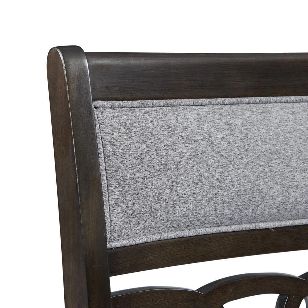 Luxe Gray Upholstered Ladderback Counter Height Side Chair Set in Walnut