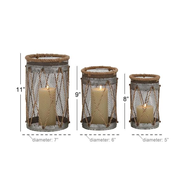 Silver Metal Decorative Candle Lantern (Set of 3)