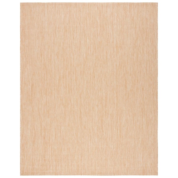 SAFAVIEH Courtyard Natural/Cream 8 ft. x 10 ft. Transitional Solid Chevron Indoor/Outdoor Patio Area Rug