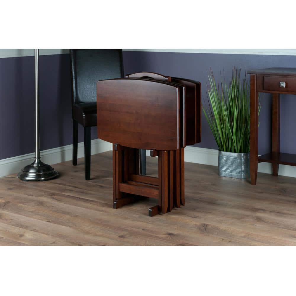 Winsome Oversized Walnut Snack Table Set, 5-Piece