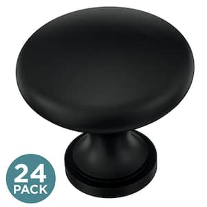 Round 1-3/16 in. (30 mm) Classic Matte Black Round Cabinet Knobs (24-Pack)