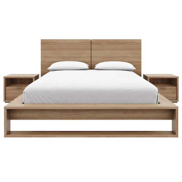 Audrey 4-Piece Brown Oak Composite Queen Size Bedroom Set