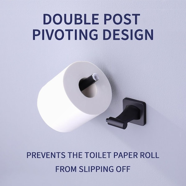 Bathroom Wall-Mount Toilet Paper Holder Flexible Pivot TP Holder in Matte Black